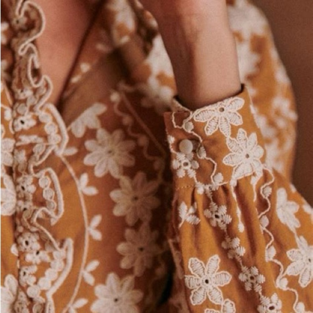 Sezane Chemise Mathilda Shirt Ocre Foncé - Size 36 - Picture 5 of 8